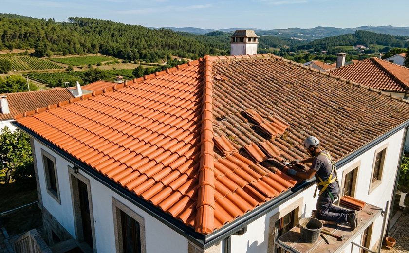 Roof Repair, Soft-Wash Cleaning & Hydrophobic Coating Caleiras na Hora — Roof repair, broken tile replacement, moss removal and hydrophobic coating in Leiria