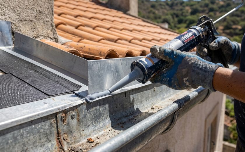 Gutter Leak Repair & Old Gutter Replacement Caleiras na Hora — Gutter leak repair, polymer joint sealing and old gutter replacement in Leiria