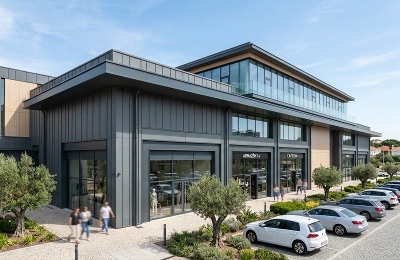Commercial rain gutters, box gutters and metal roof flashings for retail and office buildings in Leiria — Caleiras na Hora